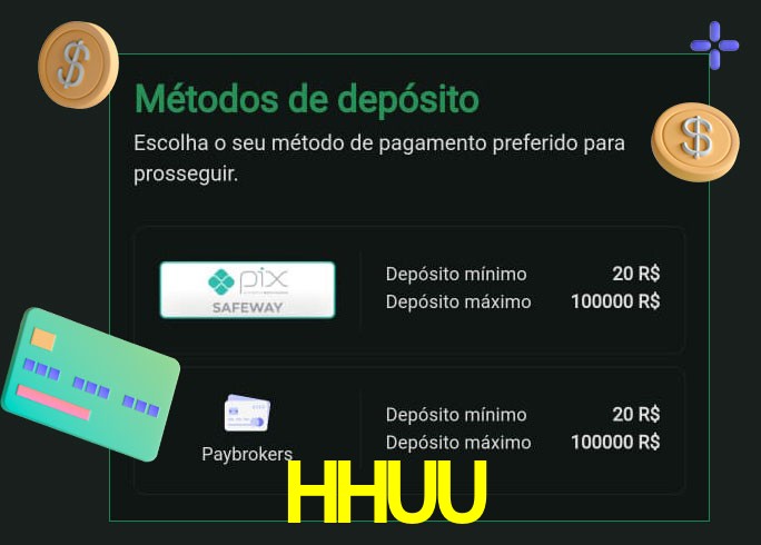 O cassino HHUU oferece uma grande variedade de métodos de pagamento